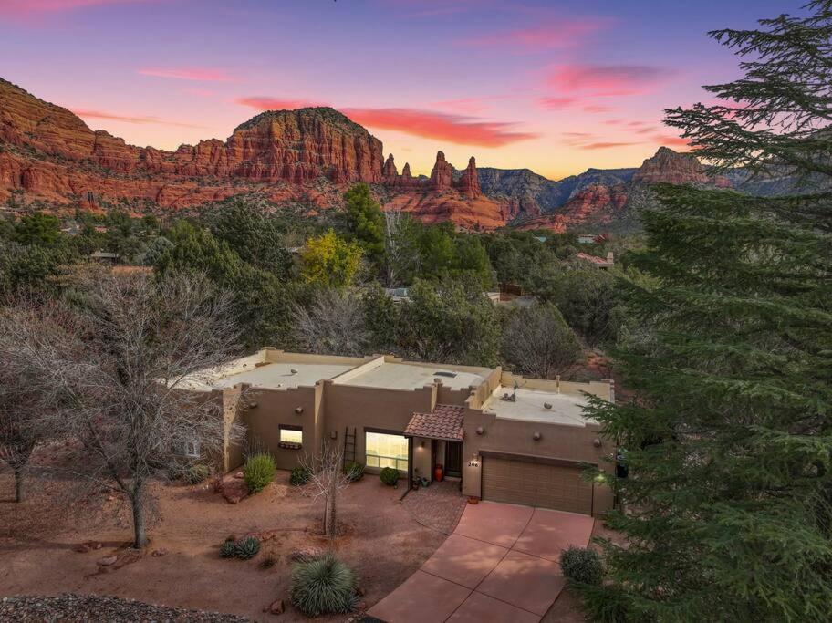 an aerial view of a home in the desert at Sedona Retreat W/ Tesla Mobile Charger in Sedona