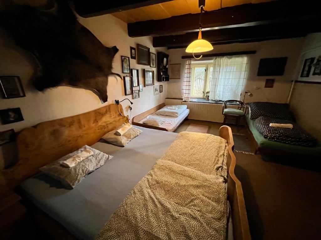 Postel nebo postele na pokoji v ubytování Chalupa Šanov u Králík
