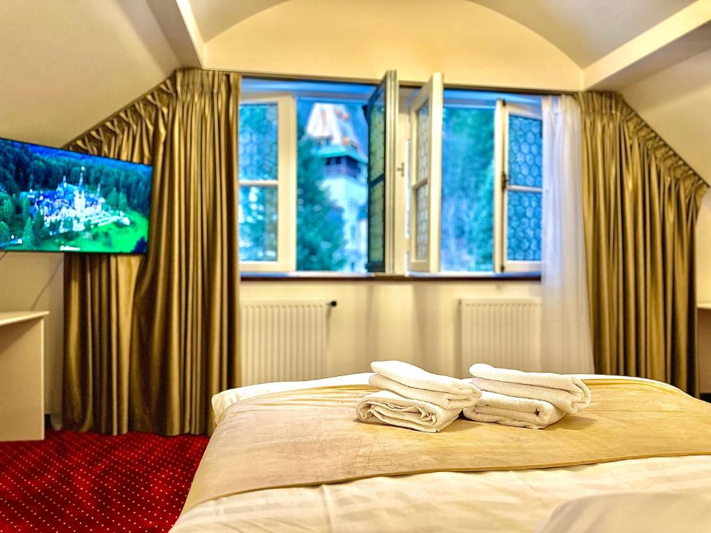 Postel nebo postele na pokoji v ubytování Vila Șipot - Casa Arhitecților