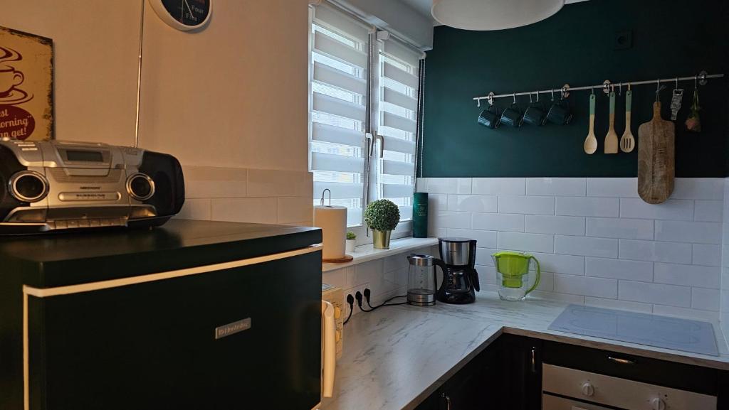 Kuchyňa alebo kuchynka v ubytovaní Apartament Zielona Przystań Gdańsk