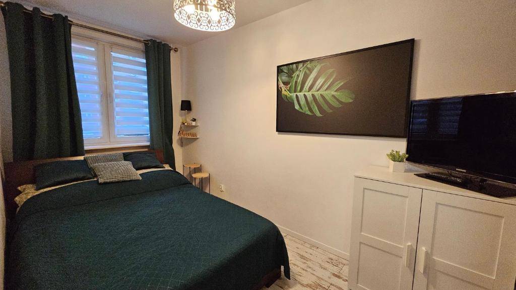 Televízia a/alebo spoločenská miestnosť v ubytovaní Apartament Zielona Przystań Gdańsk