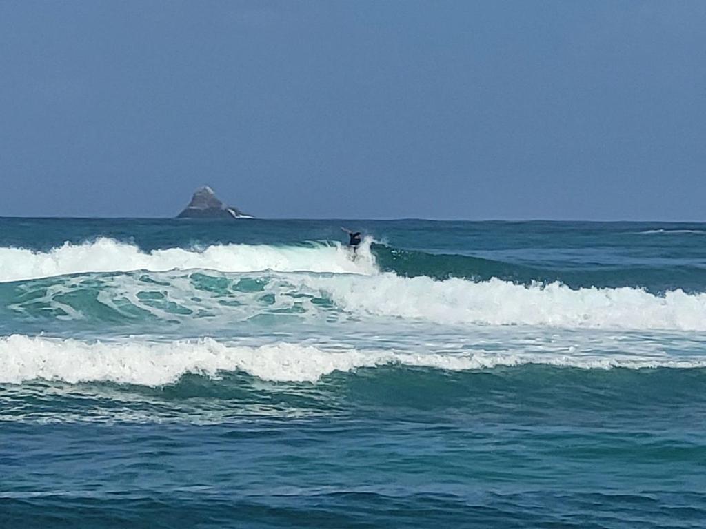a surfer riding a wave in the ocean at le TI-ANOLIS tartane martinique in La Trinité