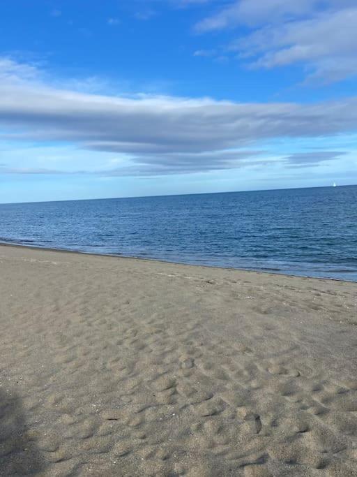 une plage de sable avec l'océan en arrière-plan dans l'établissement T2 village naturiste Aphrodite, à Leucate