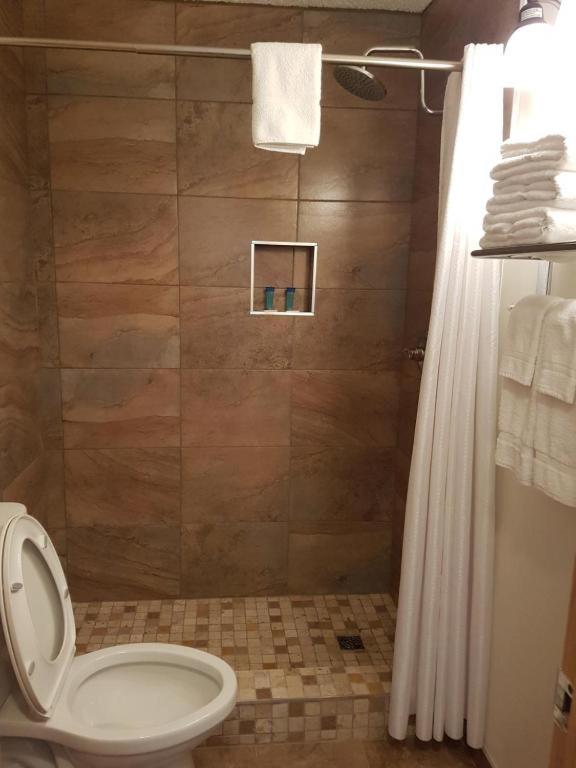 Koupelna v ubytování Pines Motel