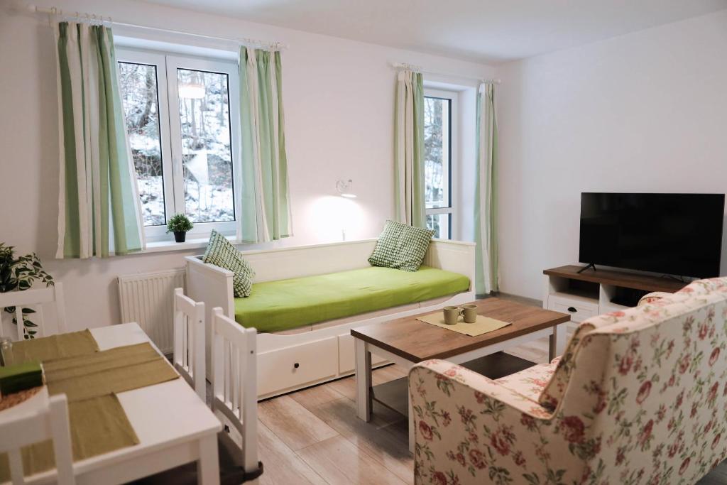 TV a/nebo společenská místnost v ubytování Flower Apartment