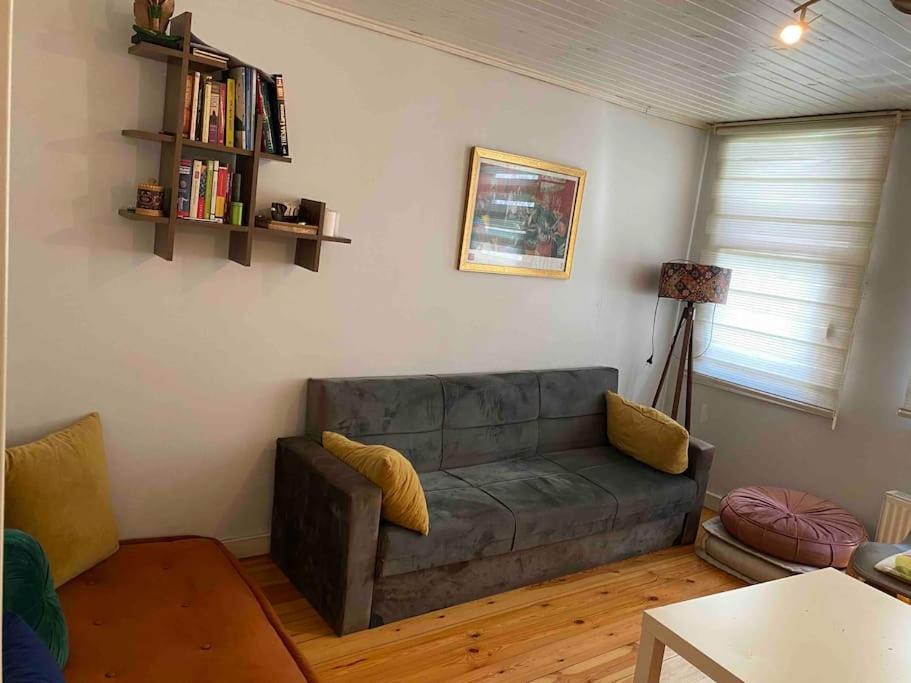 伊斯坦堡的住宿－Balat’ta huzurlu bir konaklama，客厅配有沙发和桌子
