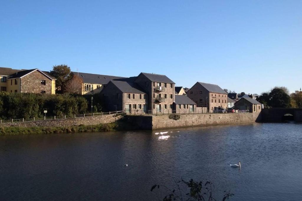a group of houses on the side of a river at Stunning Apartment overlooking Pembroke Castle in Pembroke