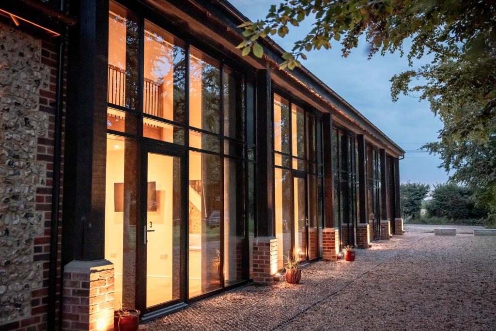 a row of windows on the side of a brick building at Beaumont Mews in St. Albans