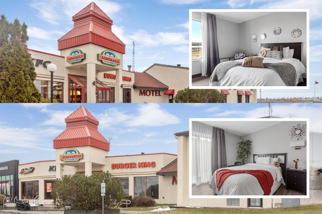 a collage of four pictures of a motel at Restauparc Motel in Casselman