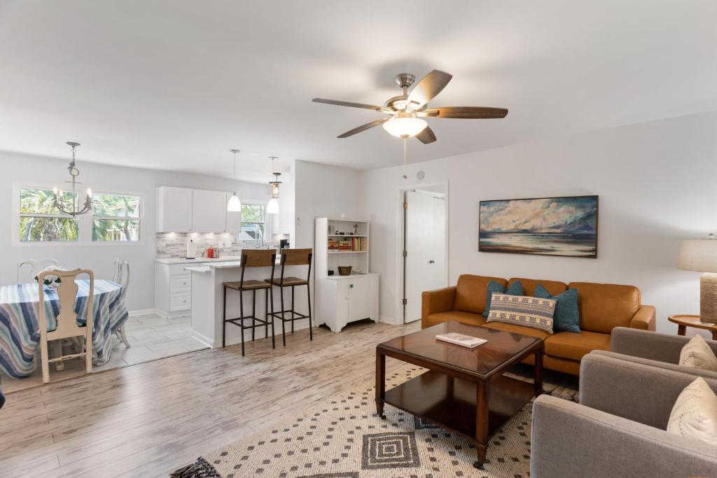 a living room with a couch and a table at 1018 East Cooper in Folly Beach