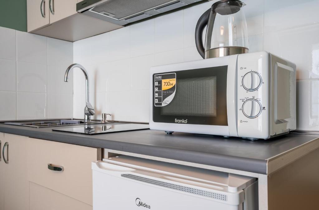 Kuchyň nebo kuchyňský kout v ubytování Studio Apartment NFT New Gudauri 503