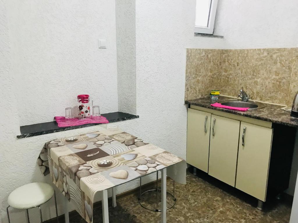 Kuchyň nebo kuchyňský kout v ubytování Ruslan Hotel 1