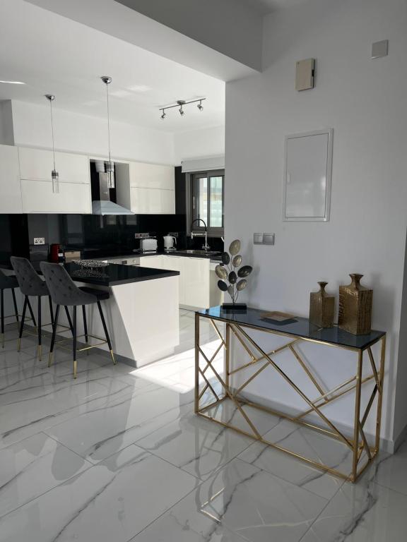 Kuchyň nebo kuchyňský kout v ubytování Diogenous Luxury Villas