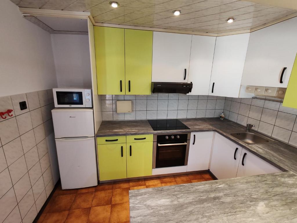 Kuchyň nebo kuchyňský kout v ubytování Apartment Prešeren