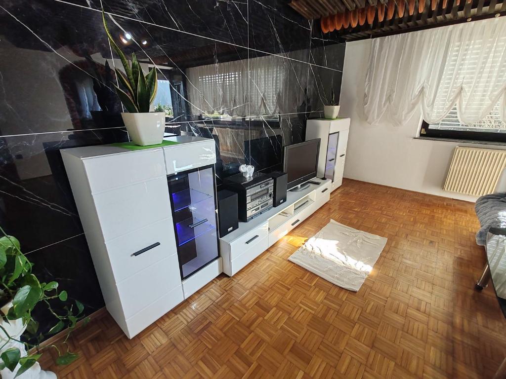 Kuchyň nebo kuchyňský kout v ubytování Apartment Prešeren