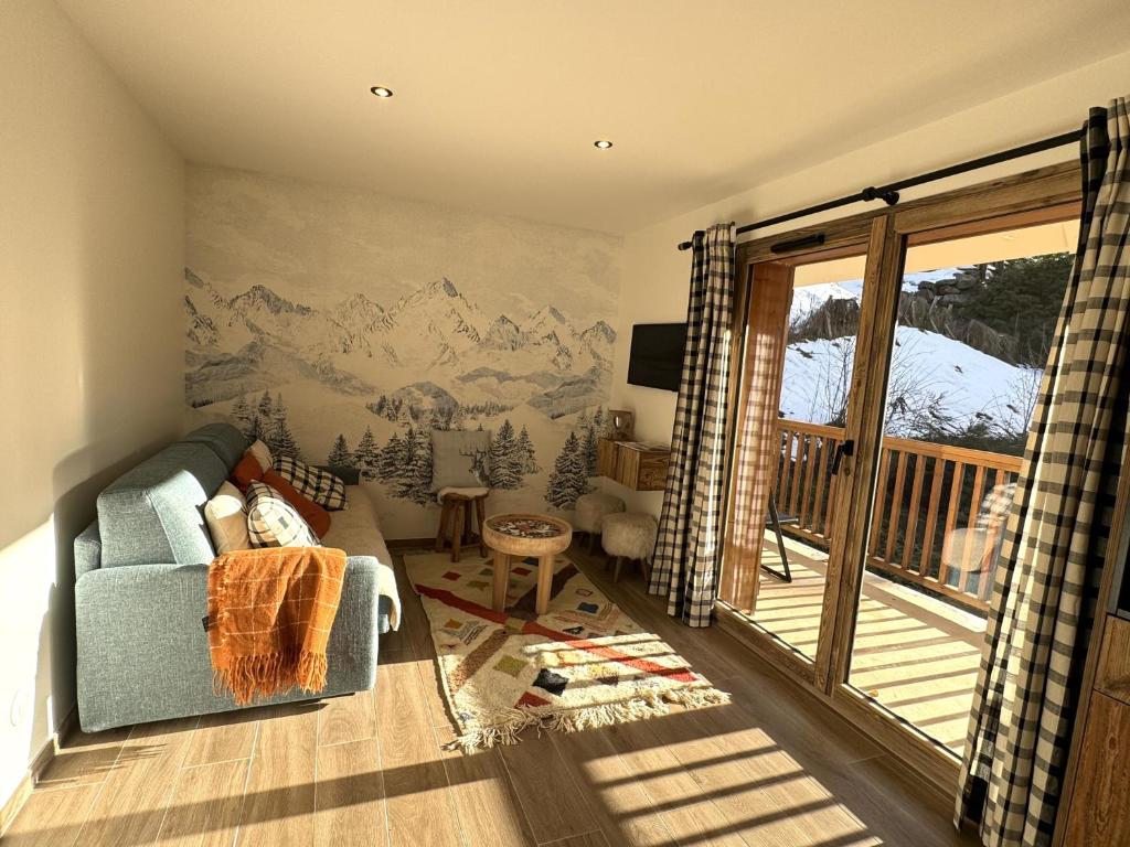 Ruang duduk di Marmots Clan Megève