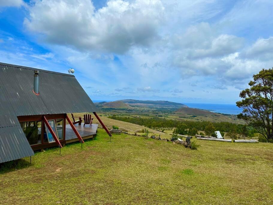 a barn with a view of the ocean at Terevaka Lodge in Hanga Roa