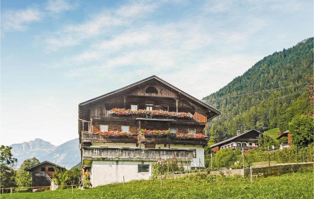 a building with flower boxes on the side of it at Nice Apartment In Bruck Am Ziller With 1 Bedrooms in Bruck am Ziller