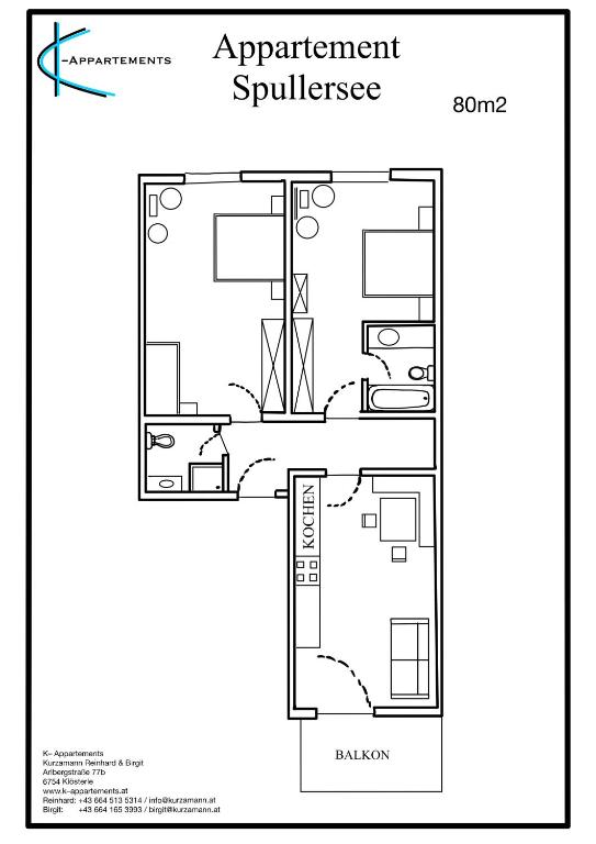 Půdorys ubytování K-Appartements Klösterle