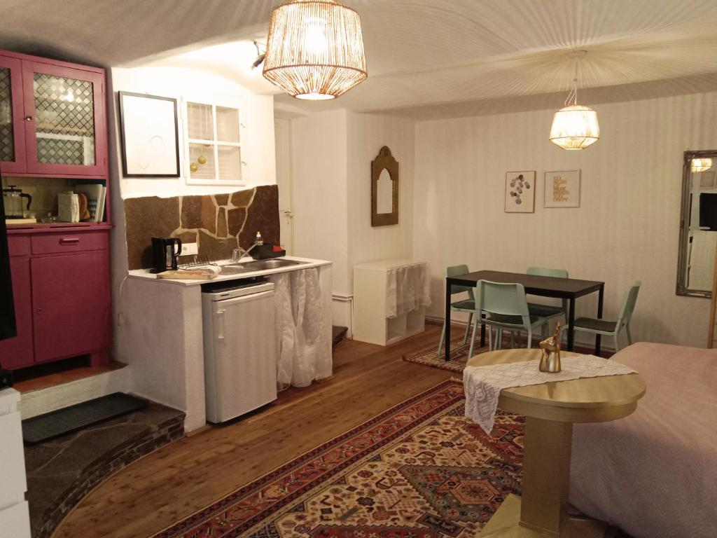 Kuchyň nebo kuchyňský kout v ubytování Studio in Altstadthaus