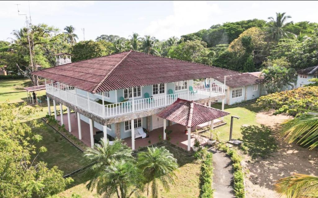 an overhead view of a house with a tile roof at Casa Drago in Boca del Drago