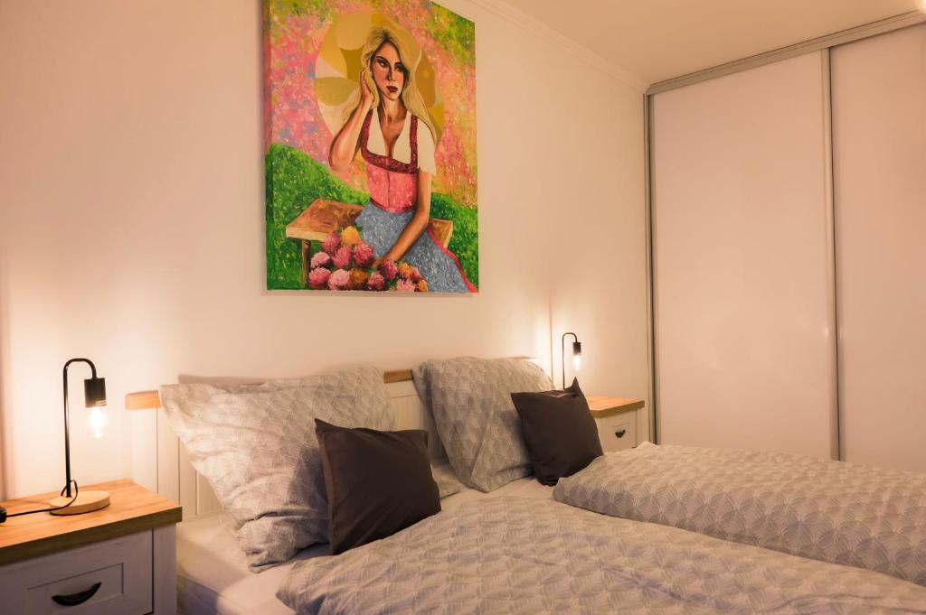 Postel nebo postele na pokoji v ubytování Apartmán Štefánik #1
