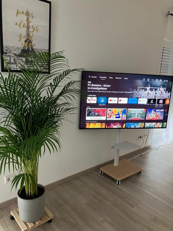TV a/nebo společenská místnost v ubytování Moderne Einliegerwohnung nähe Ingolstadt und Bad Gögging