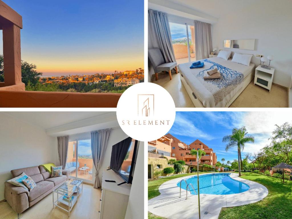 a collage of photos of a hotel room with a pool at SR Santa Maria Golf Marbella with Sea Views in Marbella