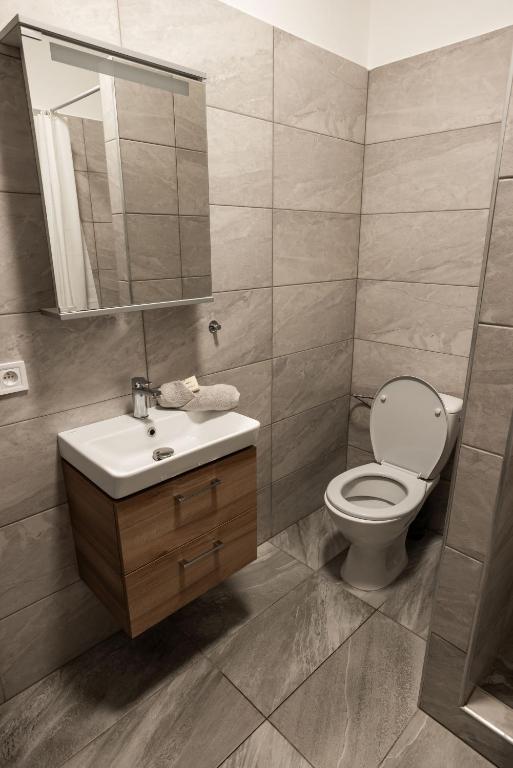 Koupelna v ubytování Penzion a Restaurace Kamínek