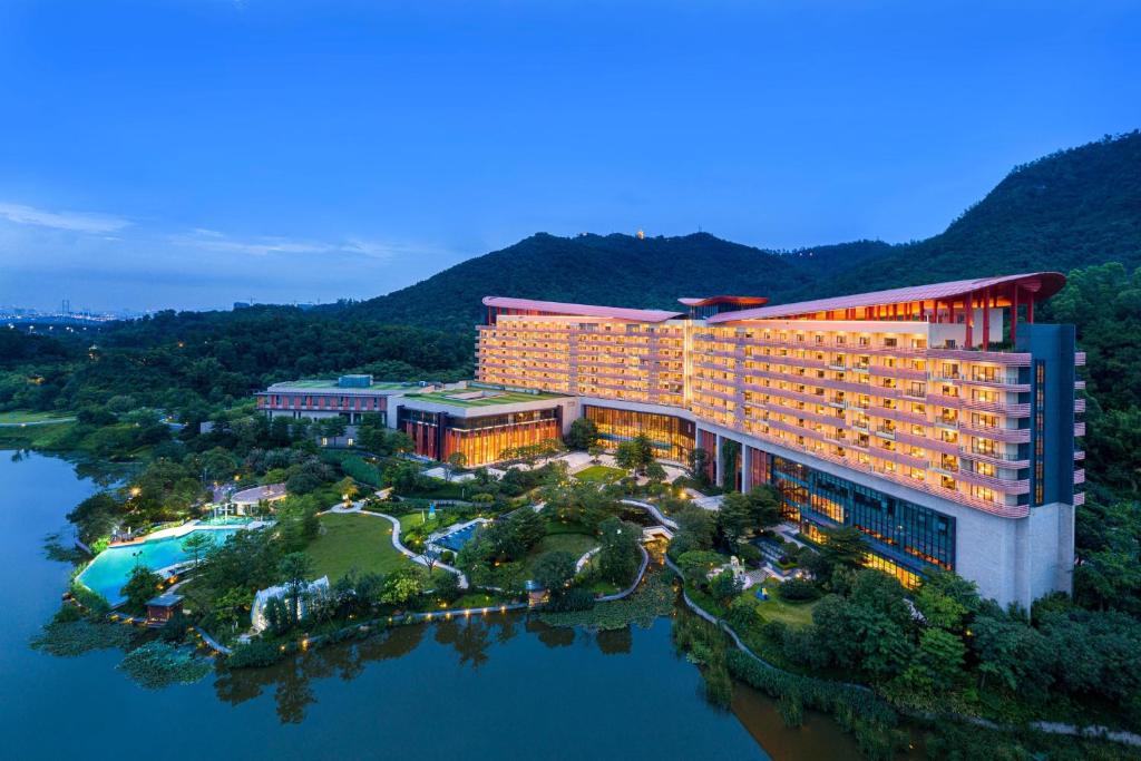 an aerial view of a hotel with a resort at Four Points by Sheraton Guangdong, Heshan in Heshan