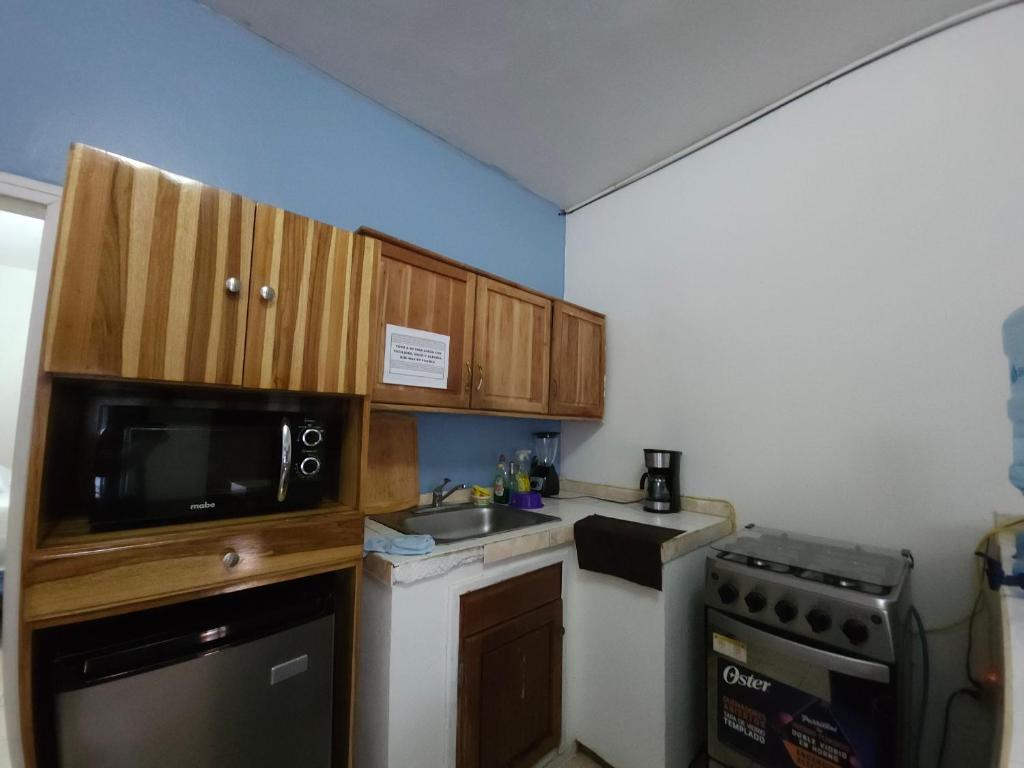 Kuchyň nebo kuchyňský kout v ubytování Apart Eco Estudio Joocah