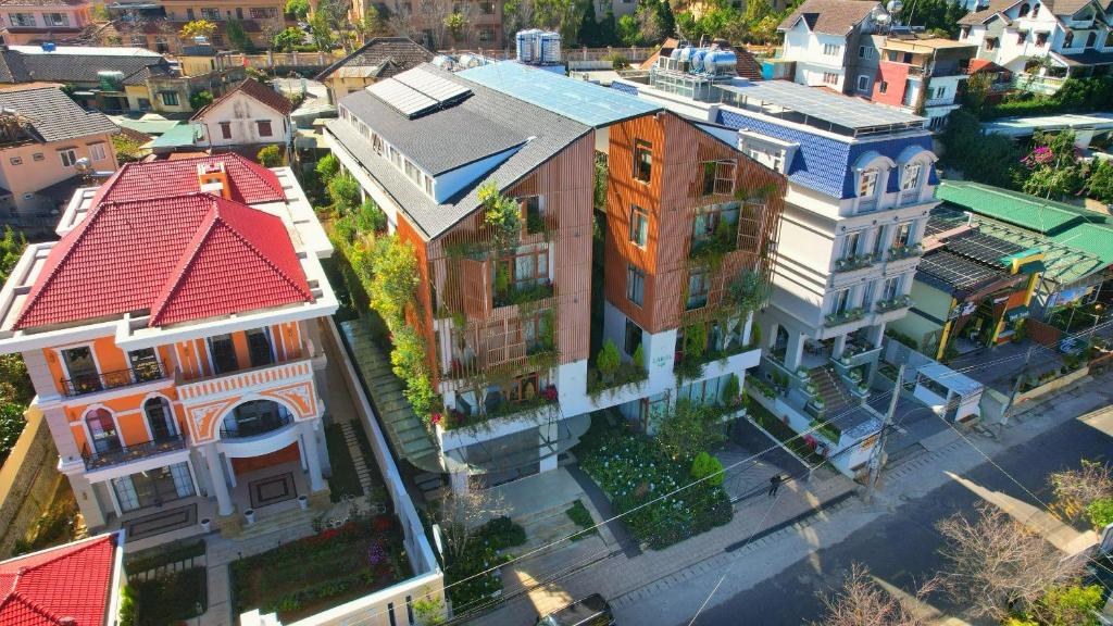 an overhead view of a city street with buildings at Lasol Boutique Hotel in Da Lat