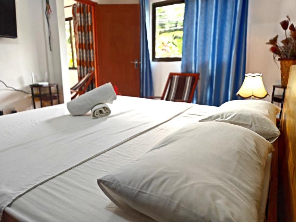 維多利亞的住宿－Casa De Bella，卧室配有一张带两个枕头的大白色床