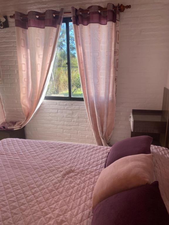 een slaapkamer met een bed en een raam bij Dichato in Punta del Este