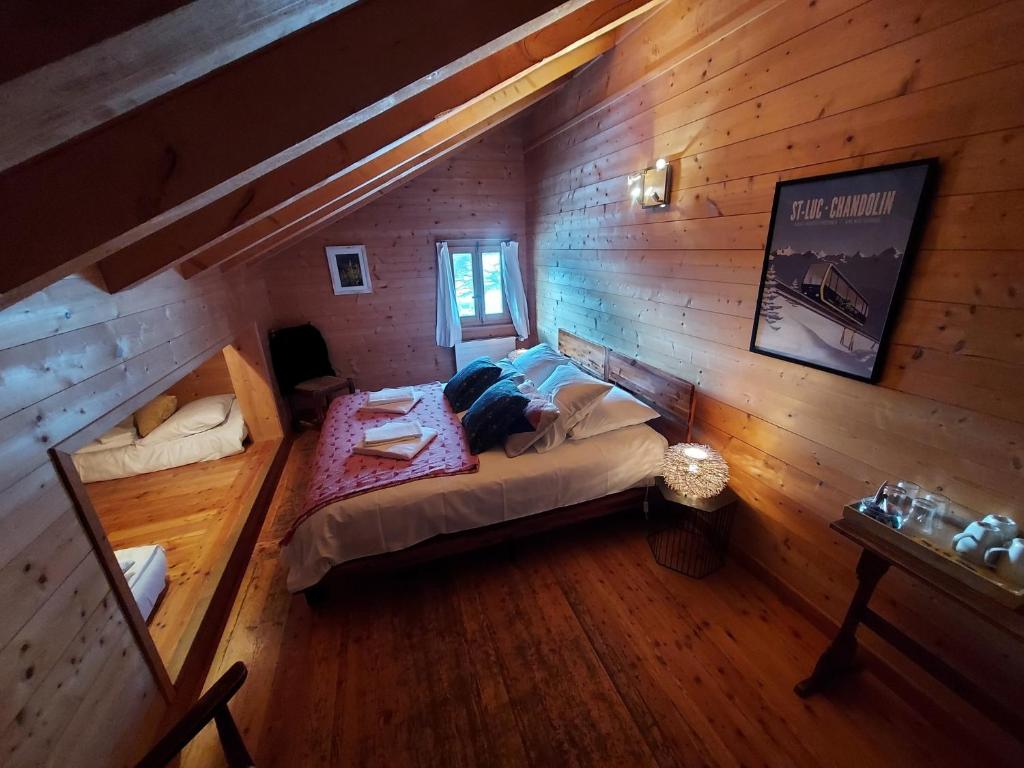 Postel nebo postele na pokoji v ubytování Gîte du Prilet