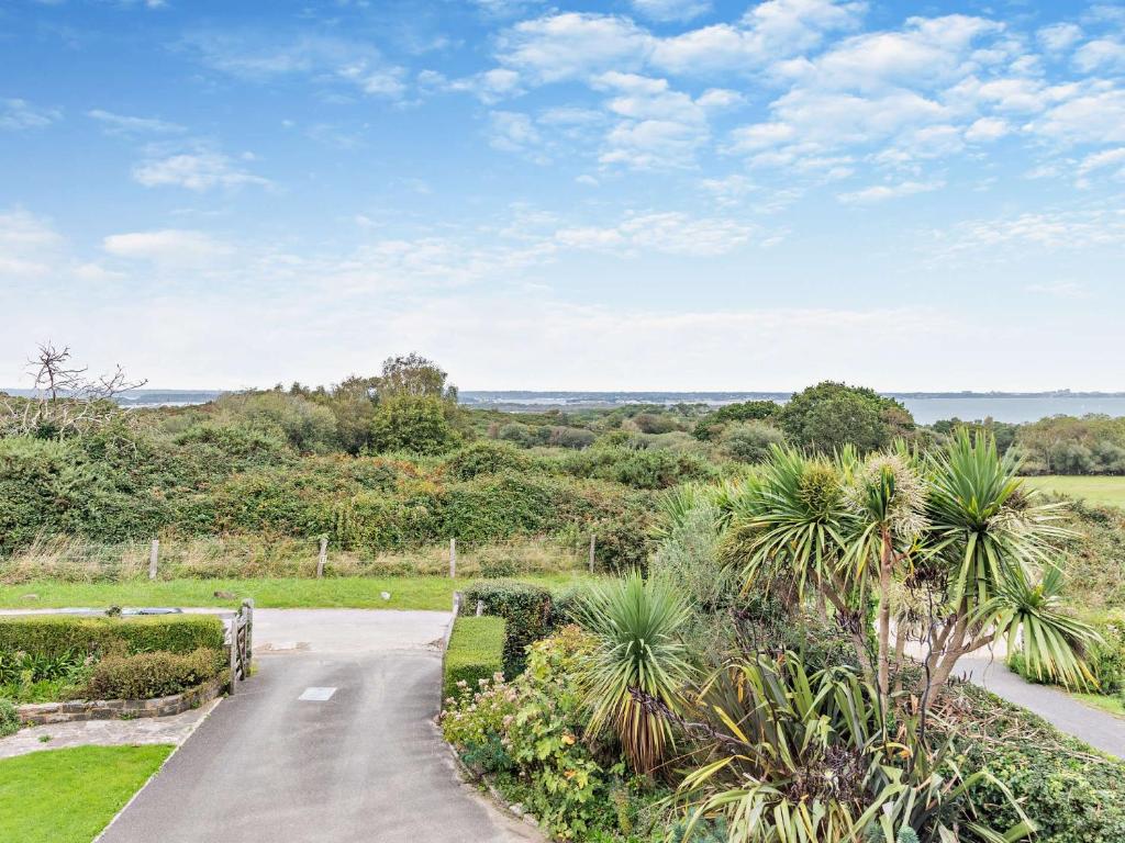 a walkway leading to a field with palm trees at 4 Bed in Studland 75639 in Studland