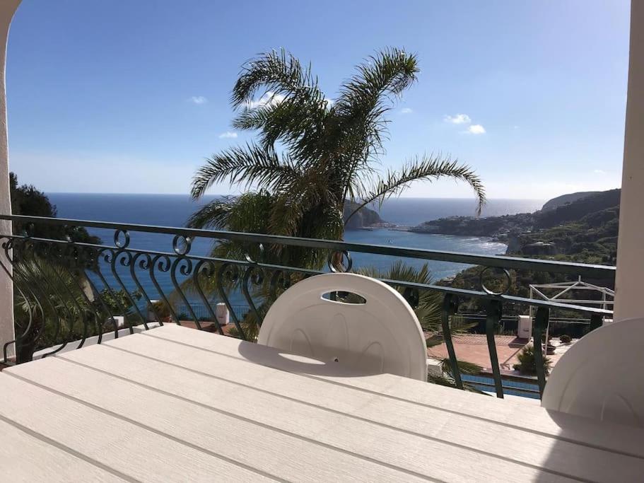 a balcony with a view of the ocean at Il Pino “Villa Nunzia” in Ischia