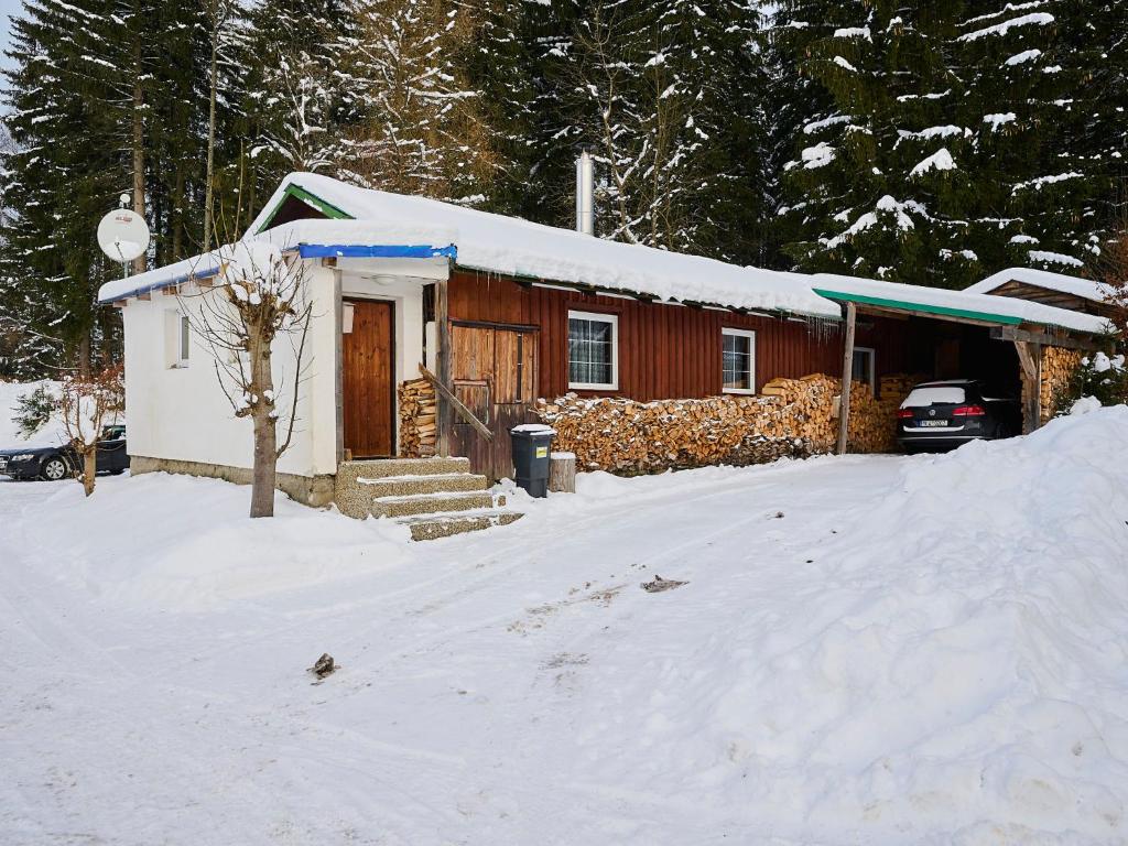 ハルラホフにあるHoliday Home Chaloupka U lesa by Interhomeの雪の家