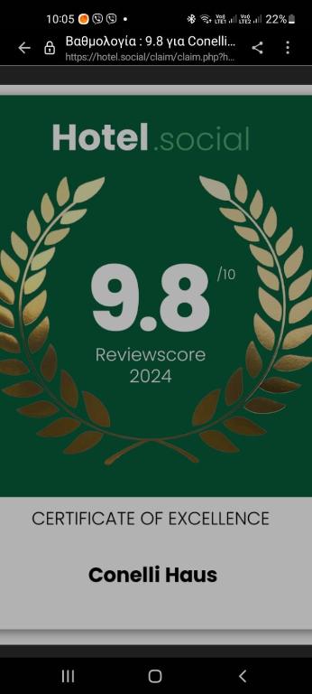 Certifikát, hodnocení, plakát nebo jiný dokument vystavený v ubytování Conelli Haus