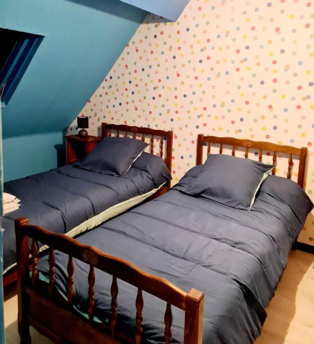 two beds sitting next to each other in a bedroom at Maison Jean Léone in Gevrey-Chambertin