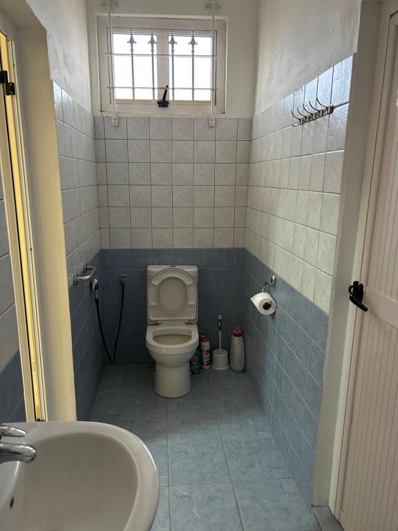 a small bathroom with a toilet and a sink at VMKY apartment in Triolet