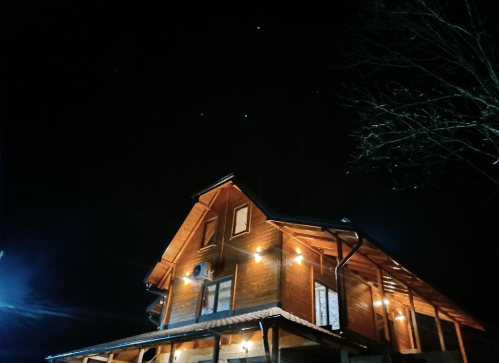 a house at night with lights on it at Vila Helena -Apartman 3 in Nova Varoš