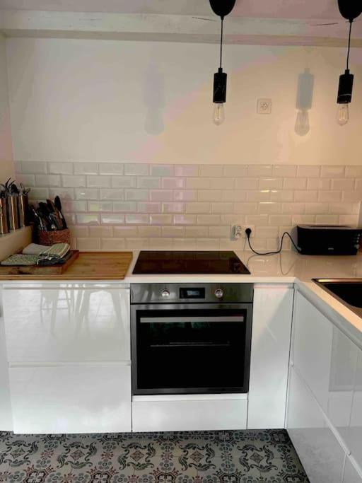 Kuchyň nebo kuchyňský kout v ubytování Maison en pierre, chaleureuse, avec étang