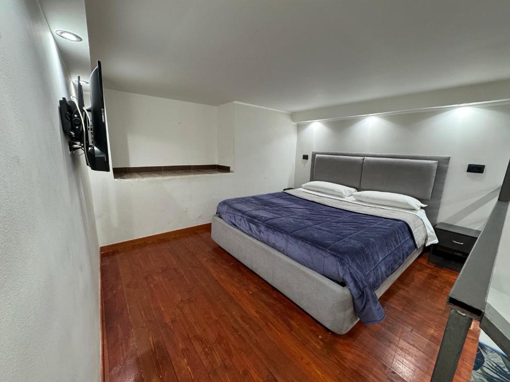 1 dormitorio con 1 cama y TV en LUXURY LOFT, en Messina