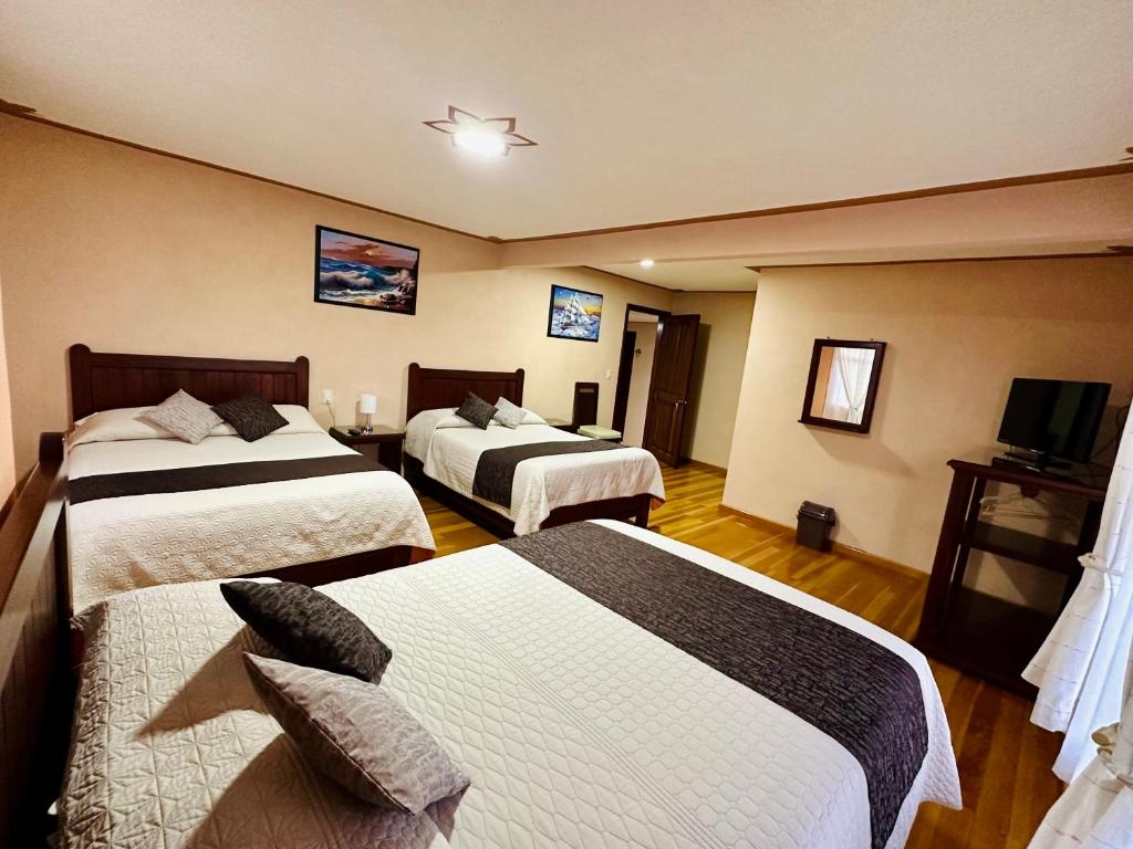 Postel nebo postele na pokoji v ubytování Hotel Monarca Tlalpujahua