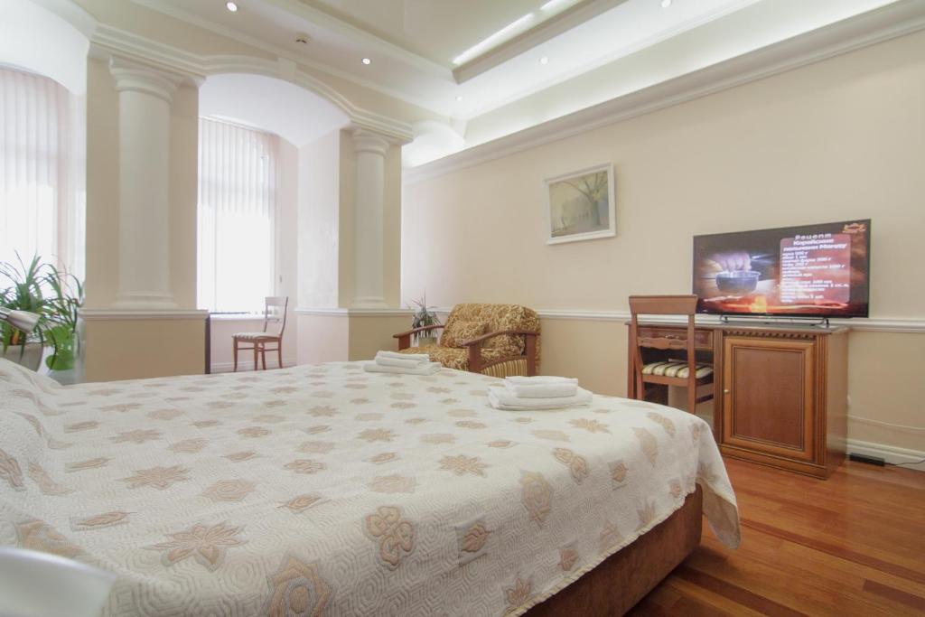 TV a/nebo společenská místnost v ubytování Consul Hotel Консул