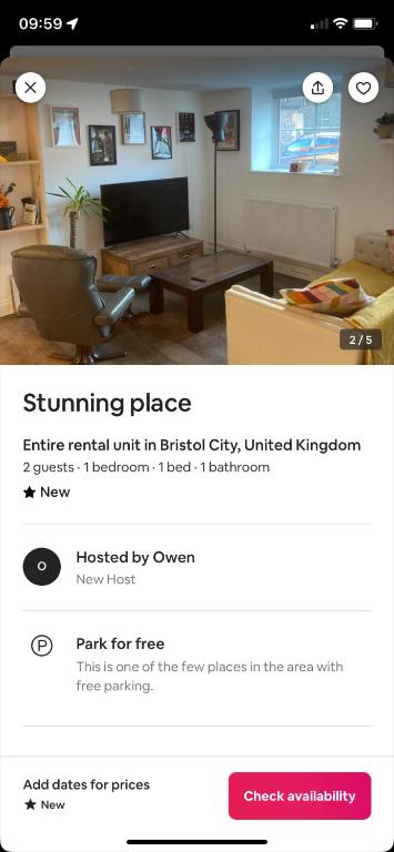 a screenshot of a living room with a tv at Chapel rd in Bristol