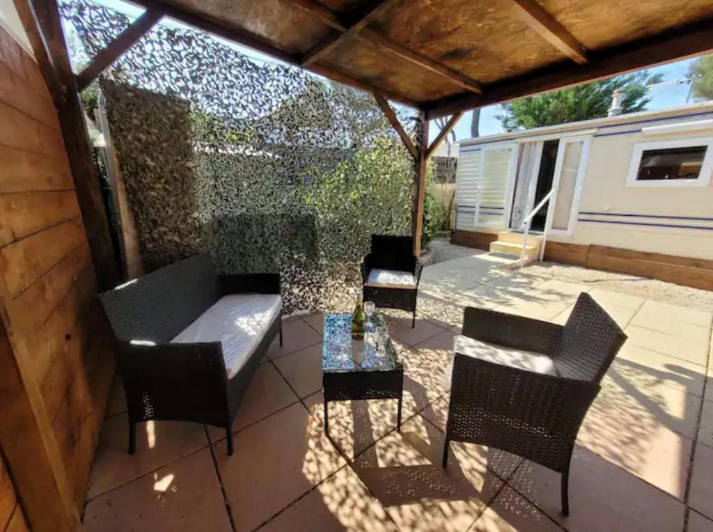Patio nebo venkovní prostory v ubytování Havre de paix pour 2 à 4 pers.