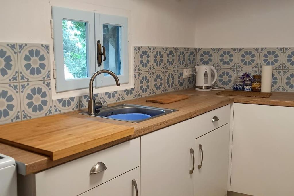 Kuchyň nebo kuchyňský kout v ubytování Katafygio, hillside hideaway in Skiathos