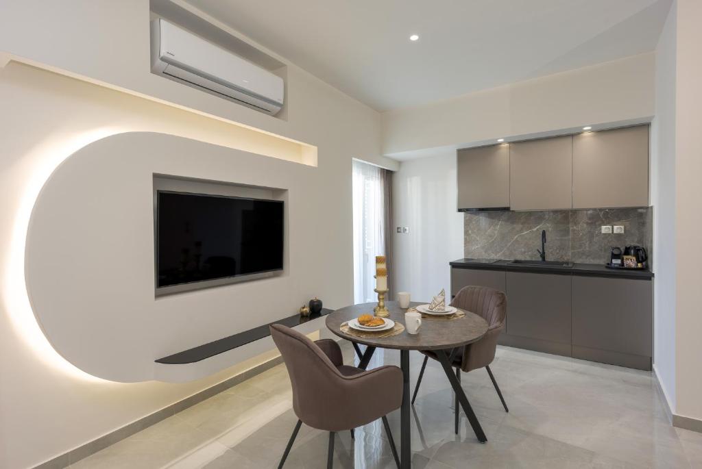 Kuchyň nebo kuchyňský kout v ubytování Myra Mare Suites by Estia